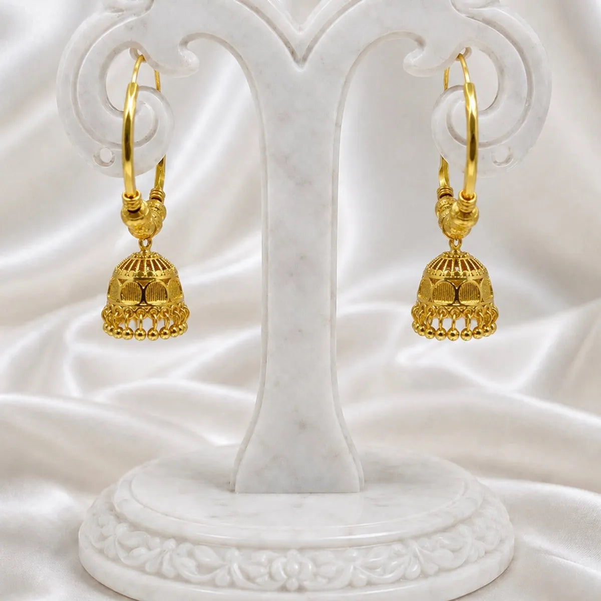 Gold Micro Plated Hoop Jhumka Ghungroo Temple Earrings