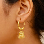 Gold Micro Plated Hoop Jhumka Ghungroo Temple Earrings