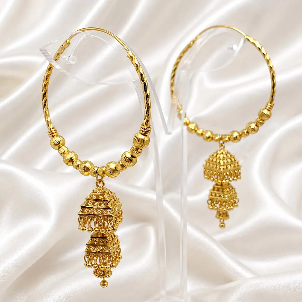 Gold Plated Handcrafted Hoop Jhumka Earrings For Women