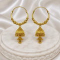 Gold Plated Beaded Hoop Triangular Jhumka Earrings For Women