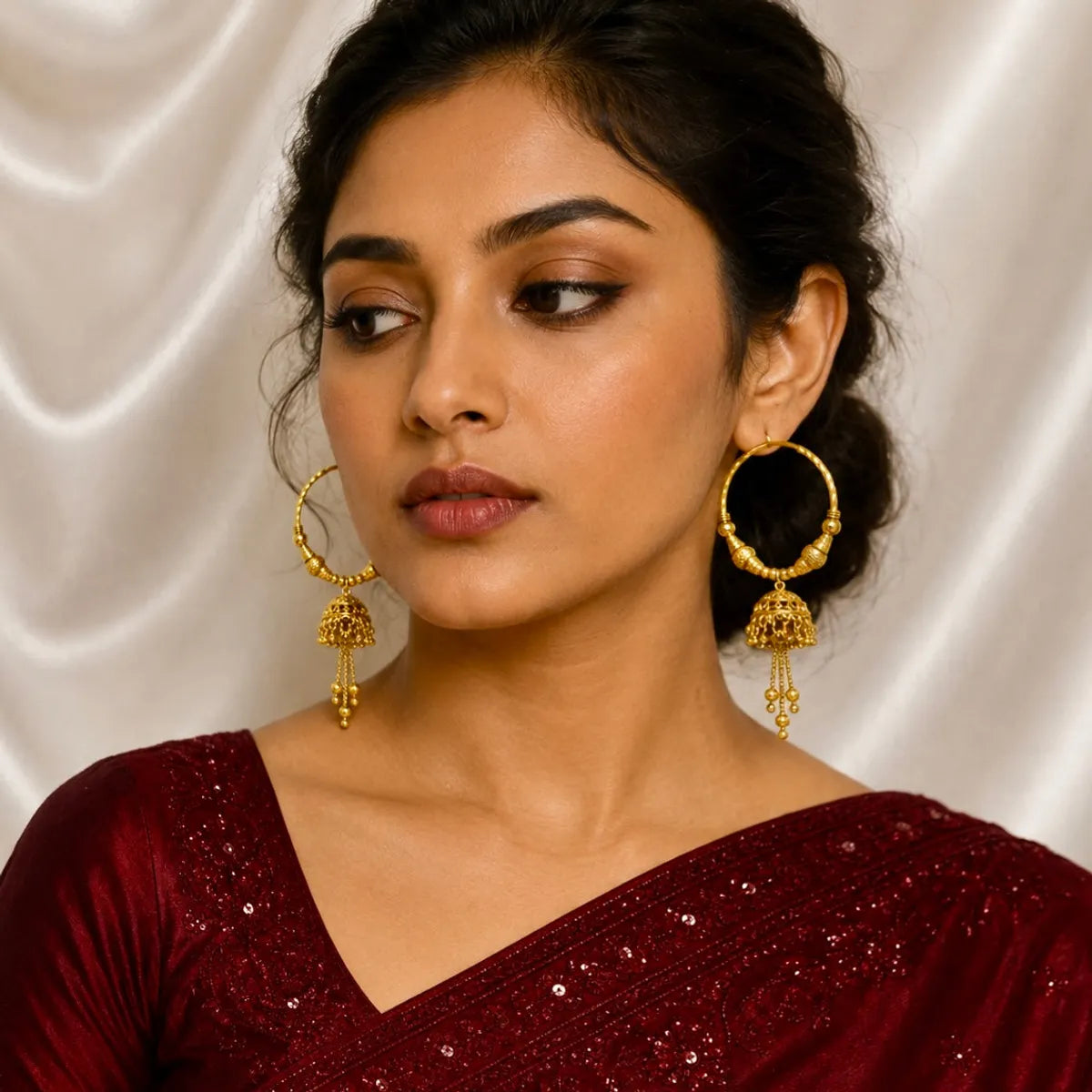 Gold Micro Plated Handcrafted Hoop Jhumka Earrings For Women