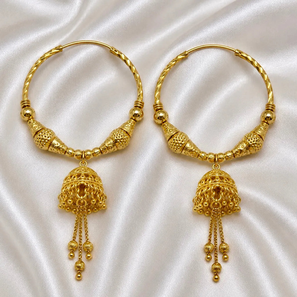 Gold Micro Plated Handcrafted Hoop Jhumka Earrings For Women