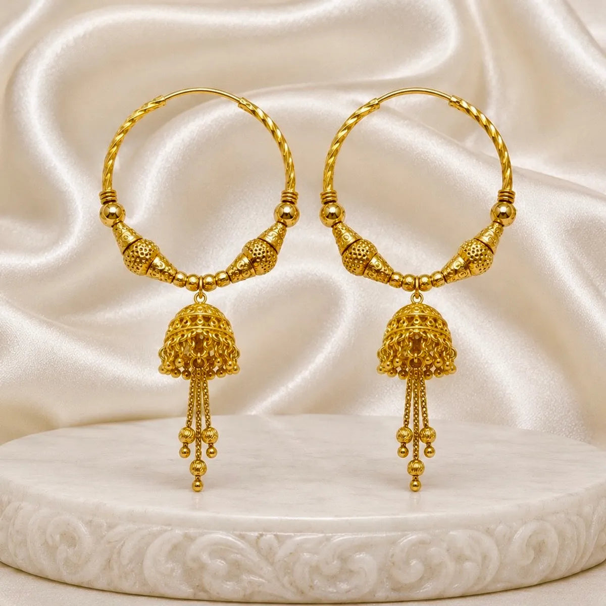 Gold Micro Plated Handcrafted Hoop Jhumka Earrings For Women