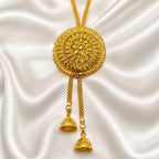 Gold Micro Plated Copper Temple Medallion Tie Chain Necklace Set