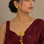Gold Micro Plated Copper Temple Medallion Tie Chain Necklace Set