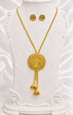Gold Micro Plated Swastik Temple Tie Chain Necklace Set For Women