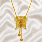 Gold Micro Plated Butterfly Temple Tie Chain Necklace Set