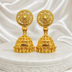 Gold Micro Plated Copper Twin Fish Pendant Necklace Jhumka Set For Women