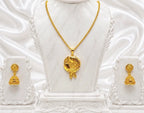 Gold Micro Plated Copper Twin Fish Pendant Necklace Jhumka Set For Women