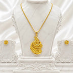 Gold Micro Plated Peacock Pendant Necklace Set For Women
