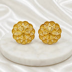 Gold Micro Plated Twin Swan Temple Pendant Necklace Set