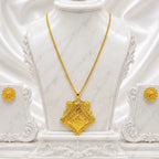 Gold Micro Plated Twin Swan Temple Pendant Necklace Set