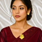 Gold Micro Plated Twin Swan Temple Pendant Necklace Set