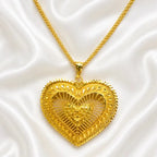 Gold Micro Plated Heart Motif Statement Pendant Necklace Set