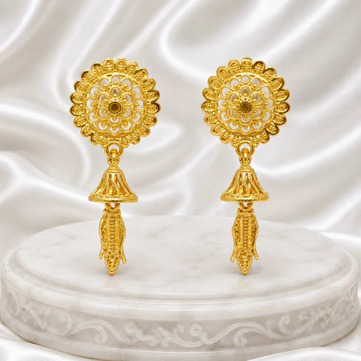 Gold Micro Plated Peacock Spiral Pendant Necklace Set For Women