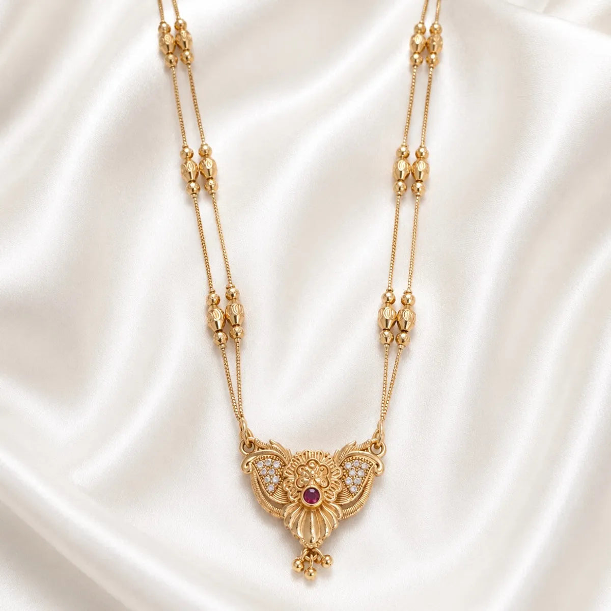 Gold Micro Plated Meenakari Round Mesh Necklace Set For Women