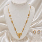Gold Micro-Plated Copper Ad Crystal Floral Pendant Necklace Set For Women
