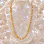 Gold Micro Plated Square Pearl Link Necklace For Women