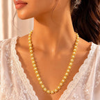 Gold Micro Plated Square Pearl Link Necklace For Women