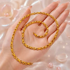 Gold Micro-Plated Copper Textured Belcher Link Neck Chain For Women