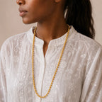 Gold Micro Plated Embossed Ball Bead Neck Chain For Women