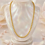 Gold Micro Plated Embossed Ball Bead Neck Chain For Women