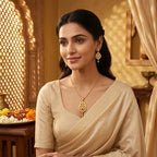 Gold Micro Plated Floral Ruby Ad Teardrop Earrings For Women