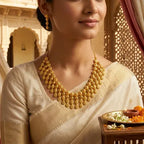 Gold Micro Plated Dubai Round Motif Necklace Earring Set